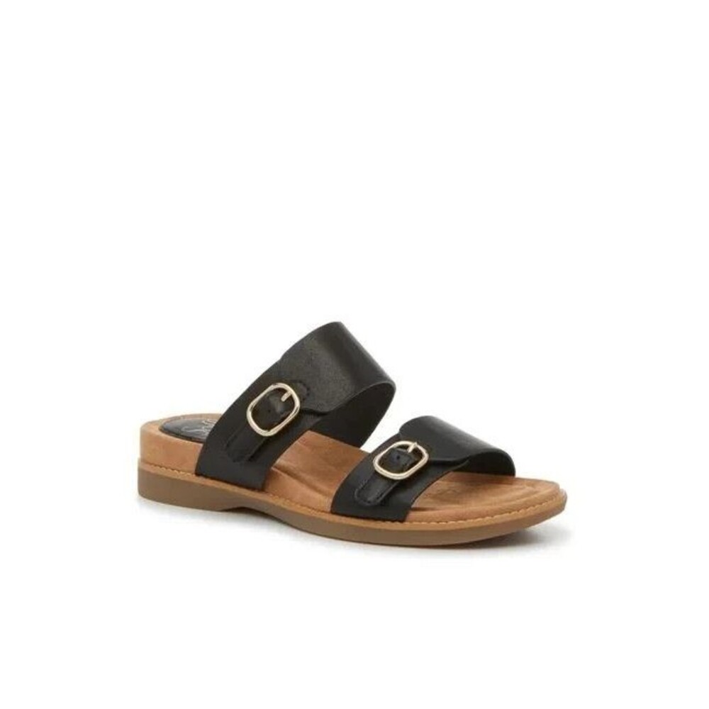 Sofft 7.5 Sandal Bernise Black Leather Adjustable Strap Slip On Women’s NWOB